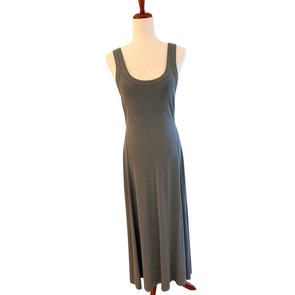 Marine Layer Ribbed Scoop Neck Midi/Maxi Dress Green Size S